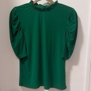 CeCe Green Puff Sleeve Blouse